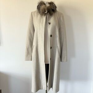 Fleurette Longline Fur Collar Wool Angora Coat 4